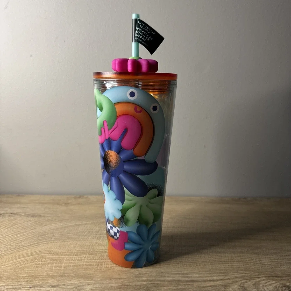 Starbucks Tumbler‎ Summer 2025 Cold Cup Multicolor Pink Flower Limited Release